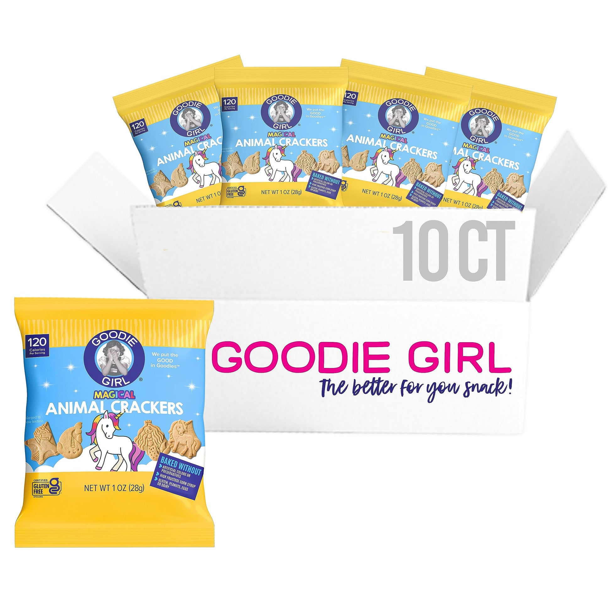 Goodie Girl Gluten Free Animal Crackers Snack Packs, 1 Ounce (Pack of 10), Peanut Free, Dairy Free, Egg Free, 120 Calories Each