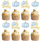 Gyufise 24Pcs Pumpkin Oh Baby Cupcake Toppers Blue Fall Pumpkin Cupcake Picks Baby Shower Cake Decorations Pumpkin Themed Baby S