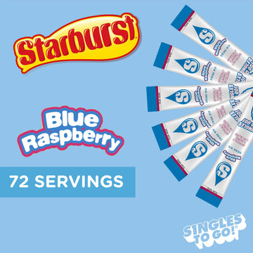 Starburst Singles To Go Powdered Drink Mix, Blue Raspberry, 6 Count (Pack Of 12) - 72 Total Servings), Sugar-Free Drink Powder,
