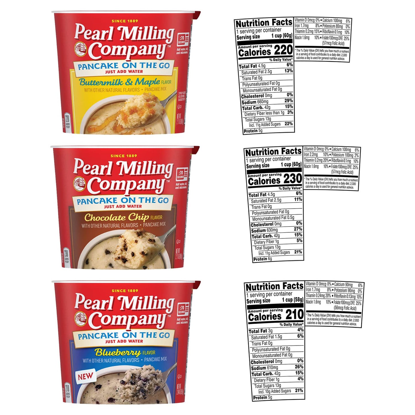 Pearl Milling Company Cups 3 Flavor Variety Pack