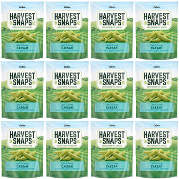 Harvest Snaps Green Pea Snack Crisps Caesar, 3.3 oz (Pack of 12). Plant-based | Baked, never fried | Certified Gluten-Free (Pack
