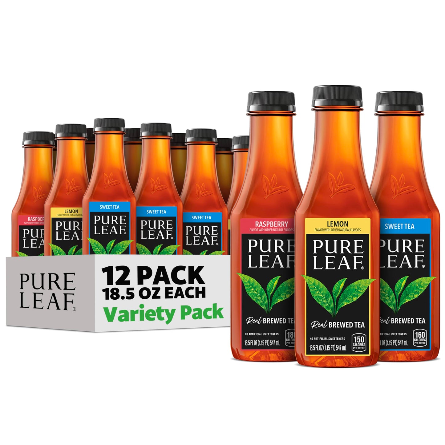 Pure Leaf Bottles, Variety Pack (Sweetened Flavors) (18.5 Ounce Bottles, Pack of 12)