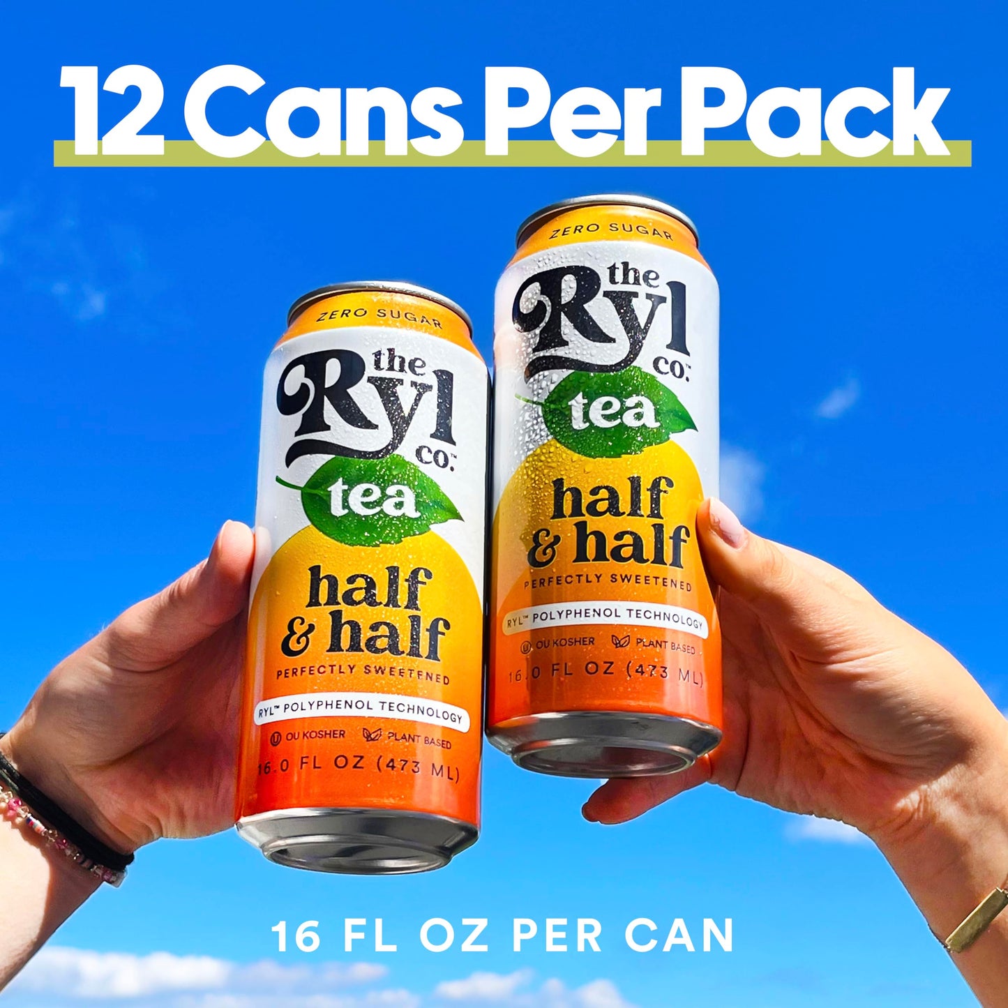 Ryl Iced Tea, Half & Half, Antioxidant Superblend, Zero Sugar, Low Carb, Low Calorie Iced Tea, 16.0 Fl Oz (12-Pack)