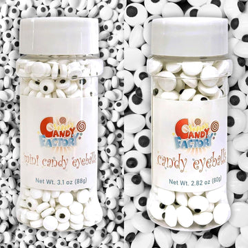 Sarah's Candy Factory Edible Candy Eyeballs - Medium (0.4 inches, 2.82 oz) and Mini (0.3 inches, 3.1 oz) Sizes - Cupcake Toppers