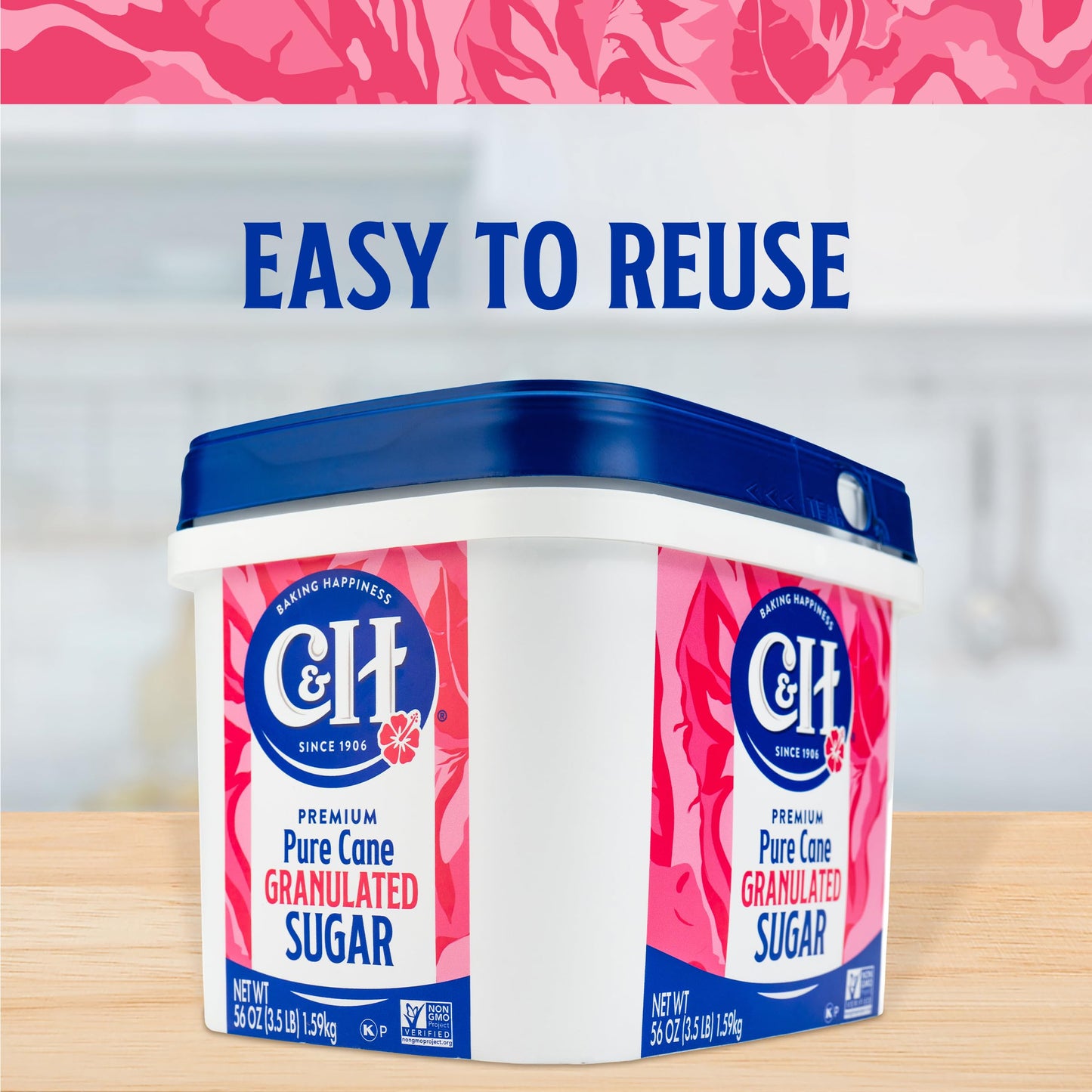 C&H Premium Pure Cane Granulated Sugar, 3.5 Lb Easy Baking Tub (Pack Of 2)