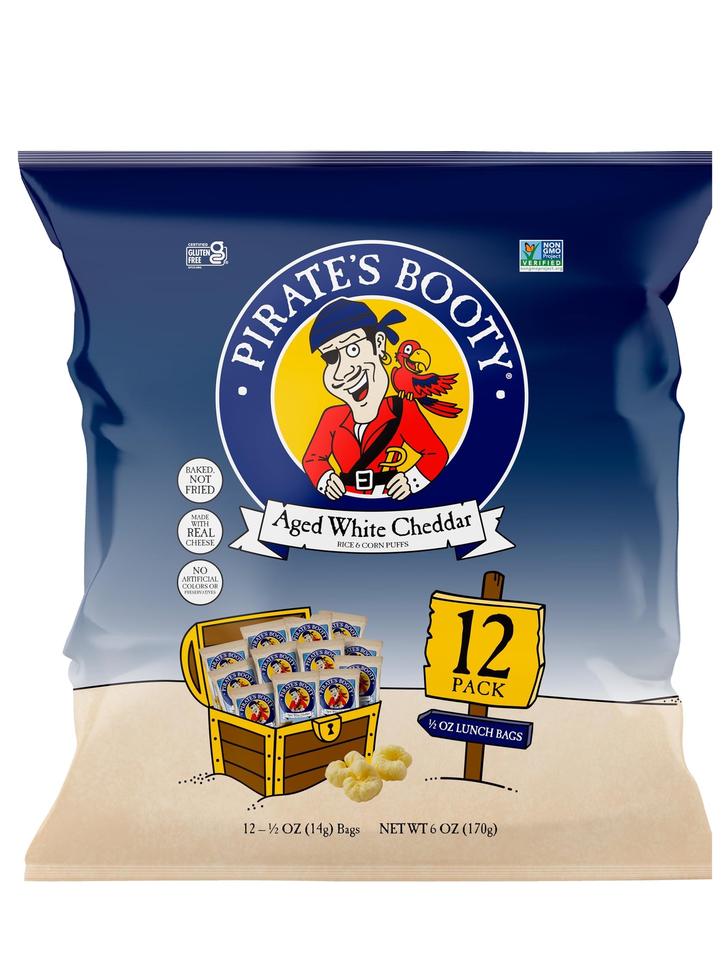 Pirate'S Booty Aged White Cheddar Cheese Puffs, Gluten Free, Halloween, Healthy Kids Snacks, 0.5Oz Individual Size Snack Bags (1