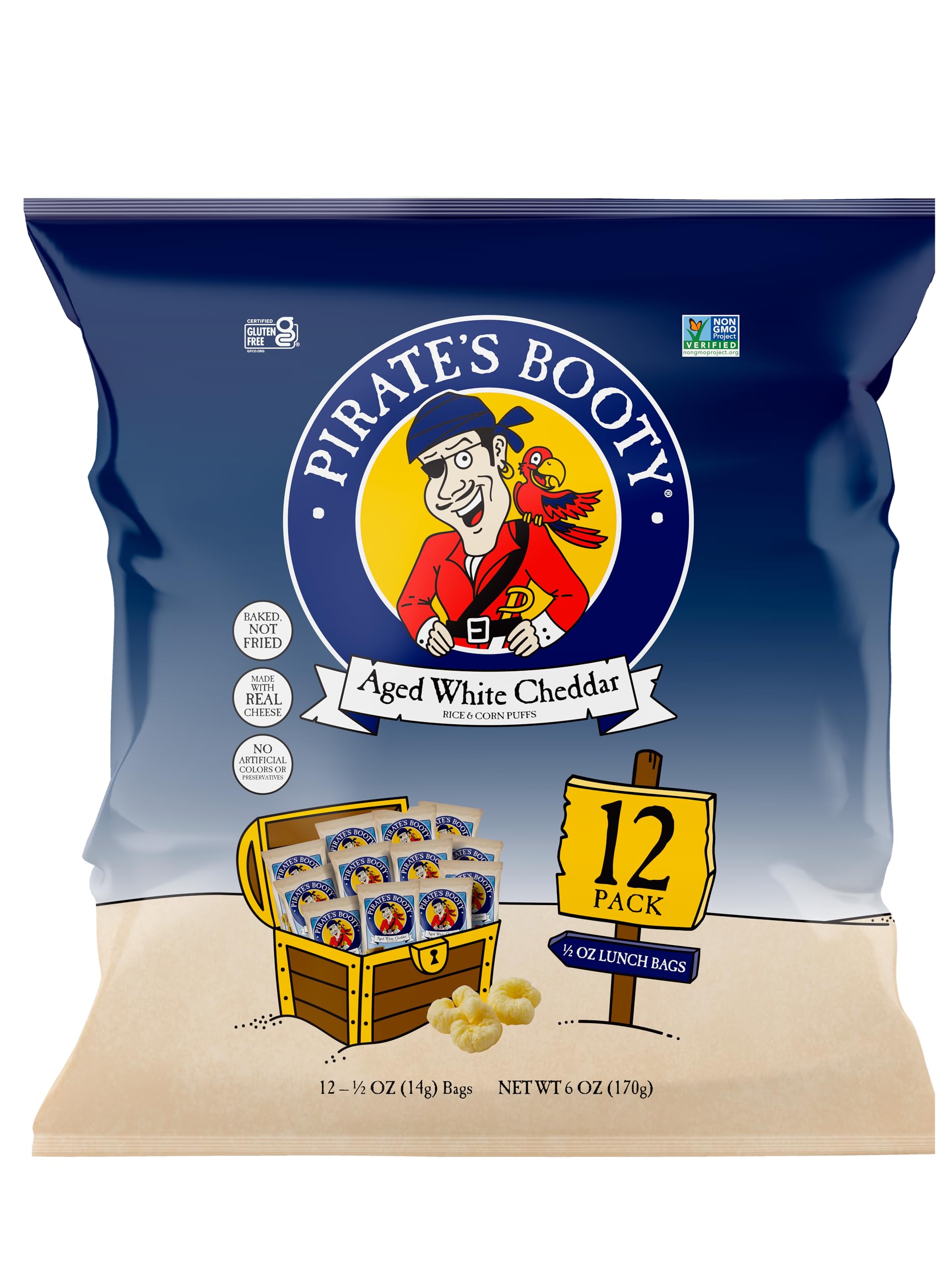 Pirate'S Booty Aged White Cheddar Cheese Puffs, Gluten Free, Halloween, Healthy Kids Snacks, 0.5Oz Individual Size Snack Bags (1