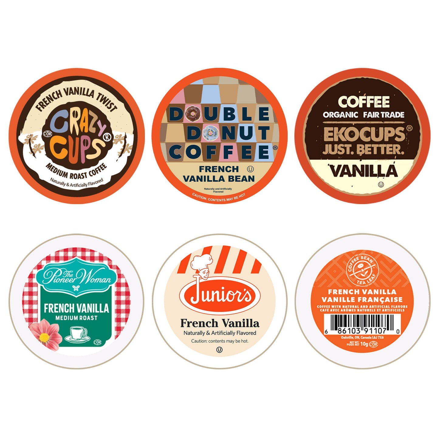 Perfect Samplers French Vanilla Coffee Pods Variety Pack, Medium Roast, 30 Count for Keurig K Cups