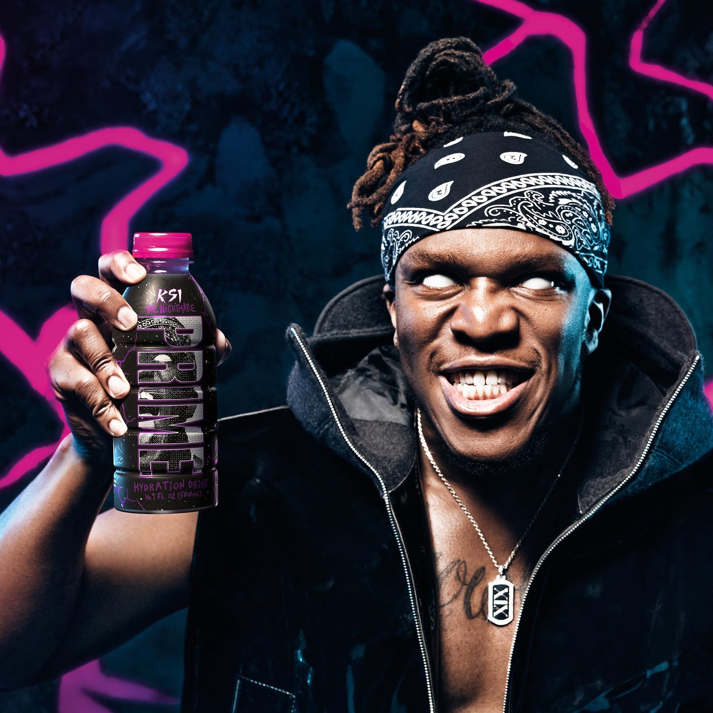 PRIME Hydration KSI THE NIGHTMARE  Sports Drinks  Electrolyte Enhanced to Replenish Fluids  250mg BCAAs  B Vitamins  Antioxidants  Low Sugar  16.9 Fluid Ounce  12 Pack