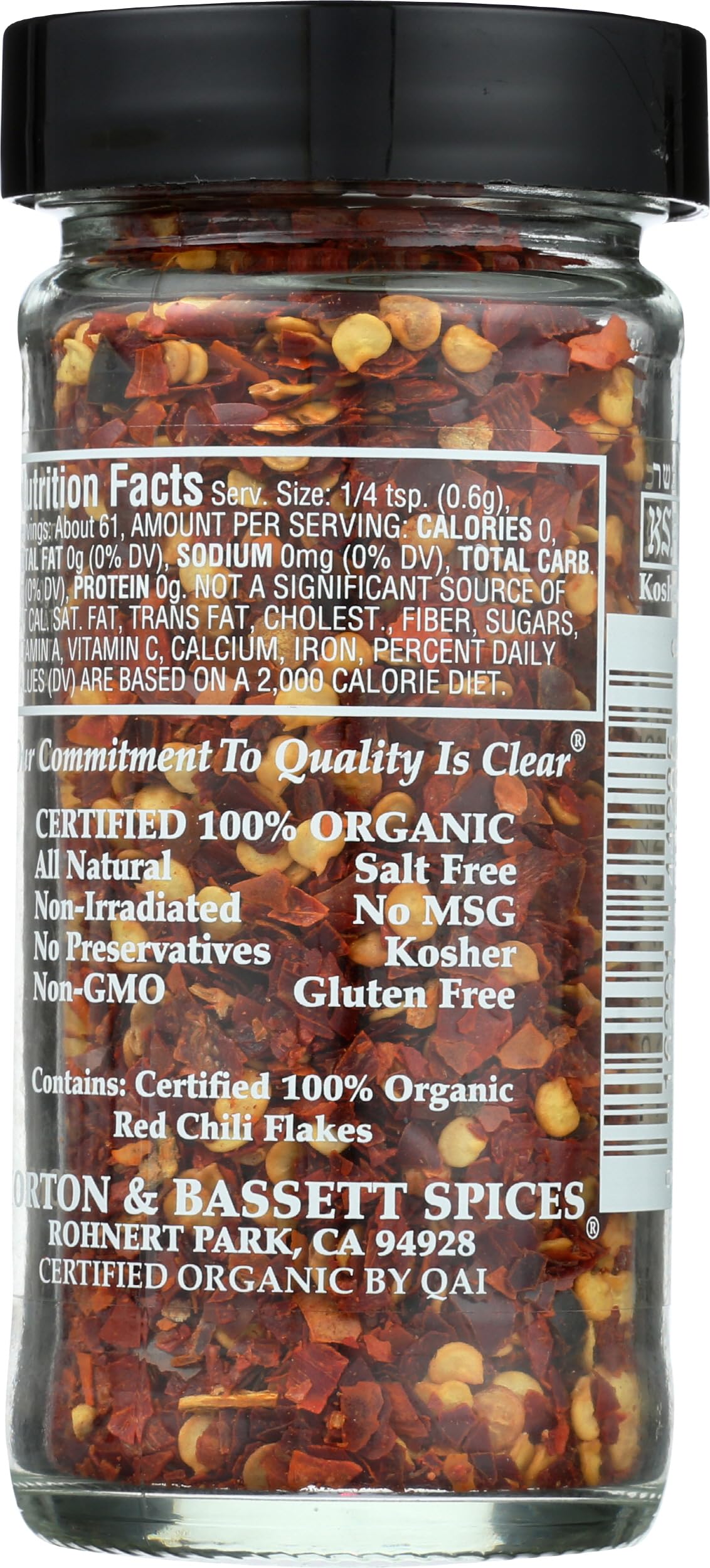 Morton & Bassett Organic Red Chili Flakes, 1.3 Ounce, Plastic, No Color, Model 0016291442856
