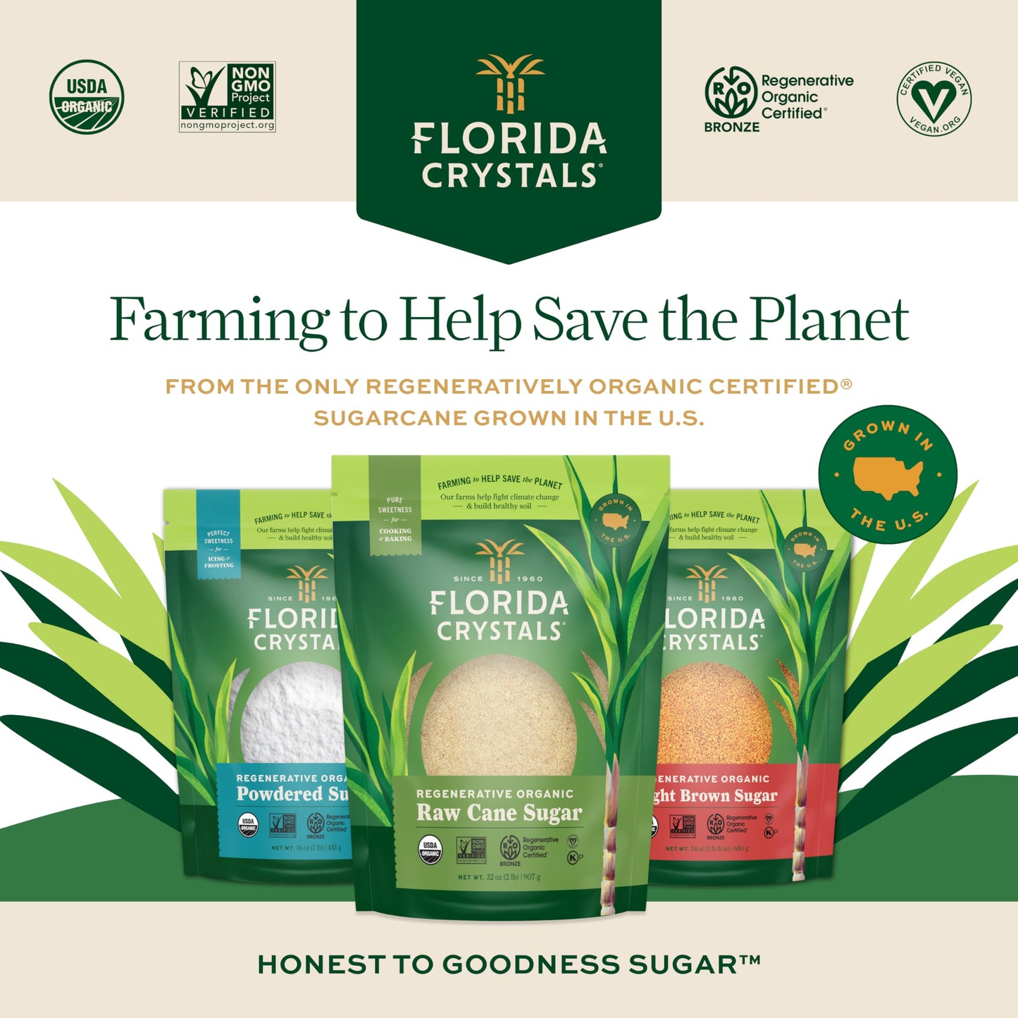 Florida Crystals Regenerative Organic Sugars, Bakers Collection (Pack of 3)