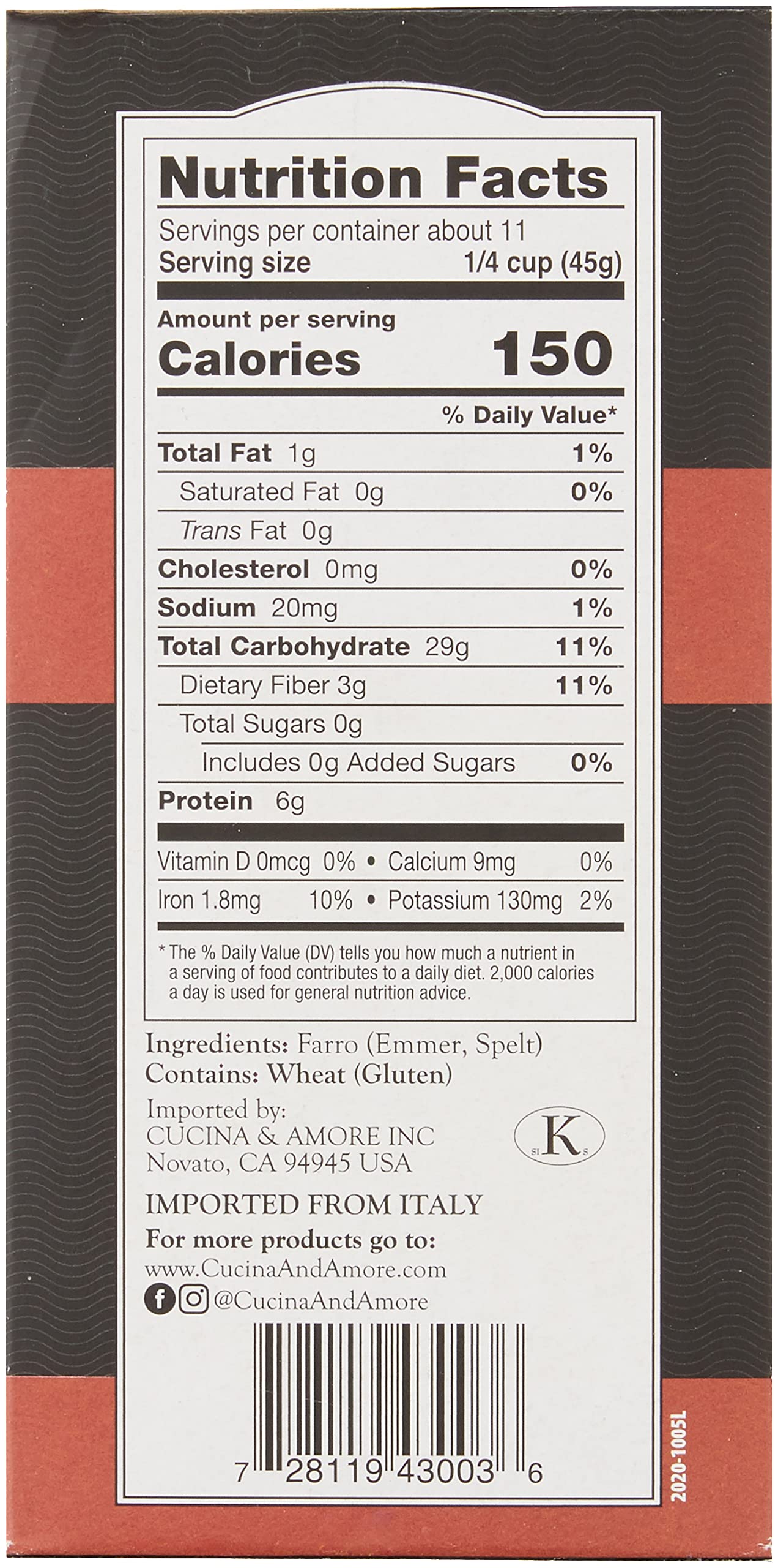 Cucina & Amore Grains Farro, 17.600000000000001 Oz