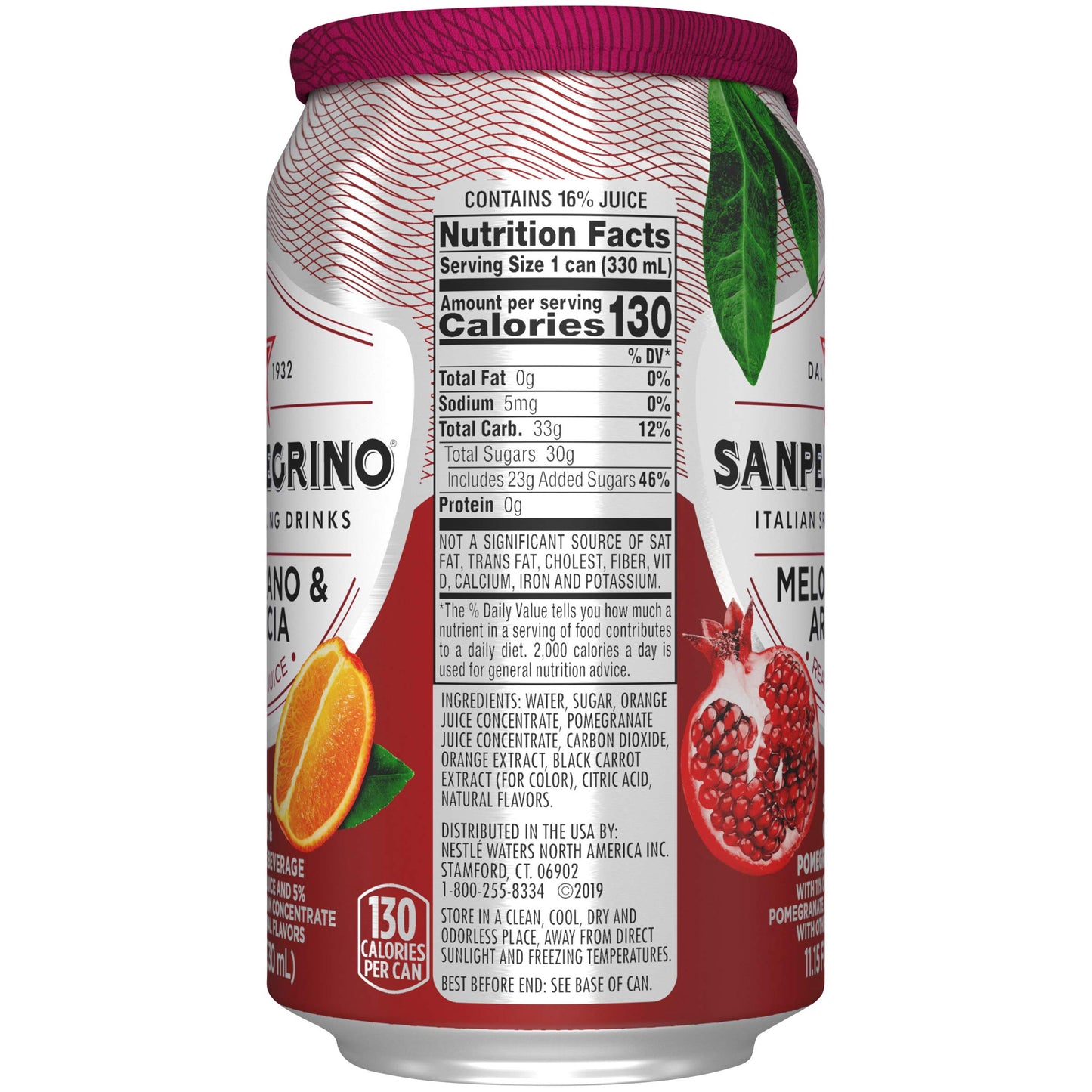 San Pellegrino Italian Sparkling Drinks, Pomegranate & Orange, 11.15 Fl Oz, Pack of 24, Purple