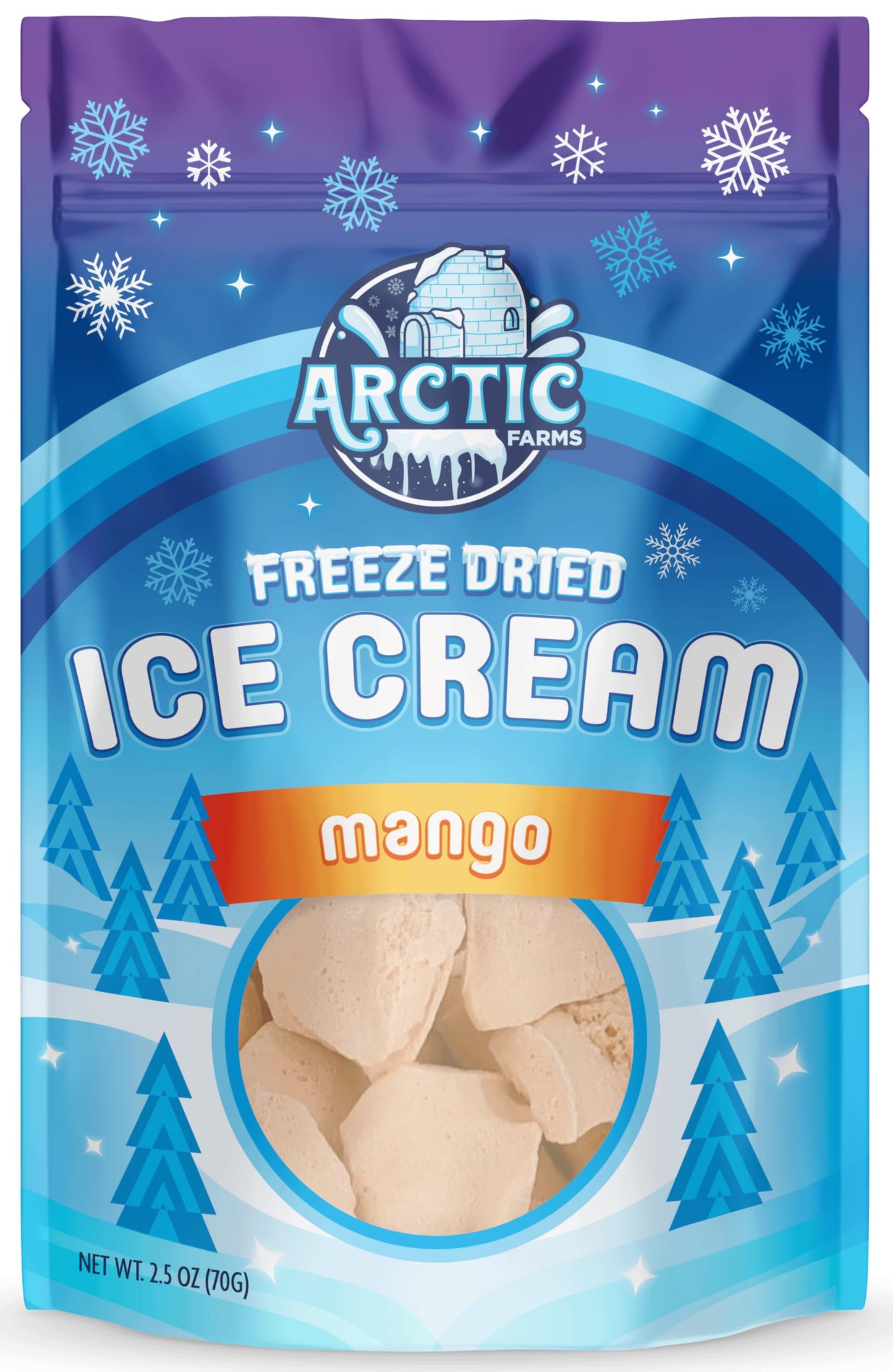 Arctic Farms Freeze Dried Ice Cream Bits Bagged And Boxed - Does Not Melt (Mango, 2.5Oz)