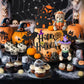 9 PCS Halloween Cake Topper Witch Bear Cake Topper Pumpkin Bat Cake Decorations with Happy Halloween Cake Decorations for Scary Party Supplies