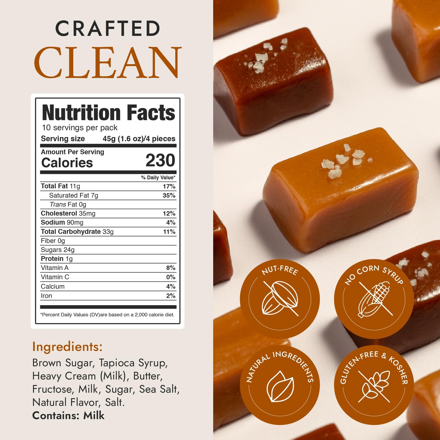Béquet Assorted Caramels - Gourmet Individually Wrapped Candy Variety Pack - Celtic Sea Salt, Salt Chocolate, Classic Vanilla, Butterscotch, Green Apple, Salted Mocha & Salted Butterscotch - 8 Oz Gift Bag