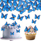 TIESOME Edible Butterflies Cake Toppers, Blue, 4.8cm x 4cm, Paper, 48 Pcs for Weddings, Birthdays, and Parties