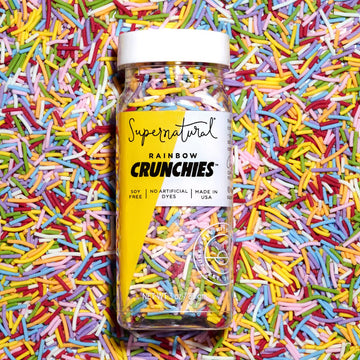 Rainbow Crunchies Natural Sprinkles by Supernatural, Made in USA, No Artificial Dyes, Soy Free, Gluten Free, Vegan, 3oz