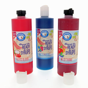 Hypothermias Syrup For Snow Cones, Hawaiian Flavor Syrups - Variety 3 Pack Pints - Tigers Blood, Rock And Roll, Wild Thing (16 F