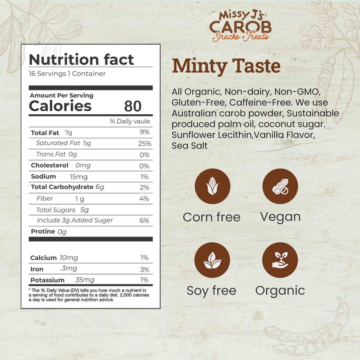 Missy Js Organic Mint Carob Chips 8 Oz 6 Pack | Made With Coconut Sugar Vegan, Gluten And Caffeine Free Healthy Substitute For Chocolate, Perfect For Snacks And  , Personalized Gift
