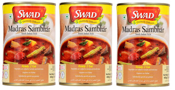 Swad Ready To Eat Madras Sambhar Instant Mix Vegetarian Heat & Eat With No Added Preservative - 450 Grams (Pack Of 3)