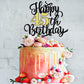 Leetaivie Happy 45Th Birthday Cake Topper, Black Gold Glitter Birthday Cake Topper, 45Th Anniversary/ 45Th Birthday Party Decora