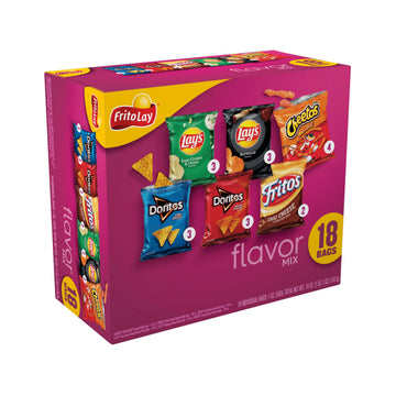 Frito-Lay Snacks Flavor Mix Chips Variety Pack, Doritos, Lays, Chetos, Fritos, 1oz Bags -18 Count (Pack of 1) (Assortment May V
