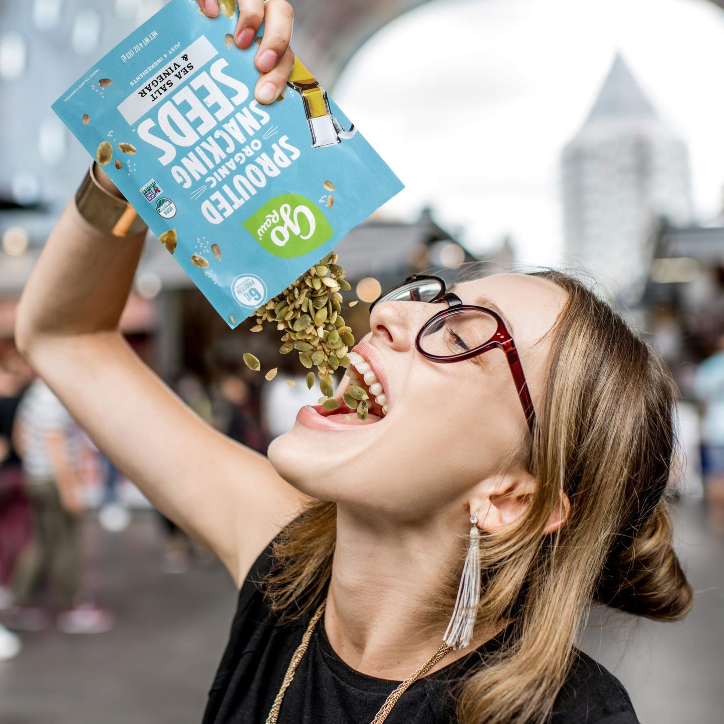 Go Raw Pumpkin & Sunflower Seed Snack Mix, Sea Salt and Vinegar, 4 oz. Bags (Pack of 5) - Keto | Vegan | Gluten Free| Organic |