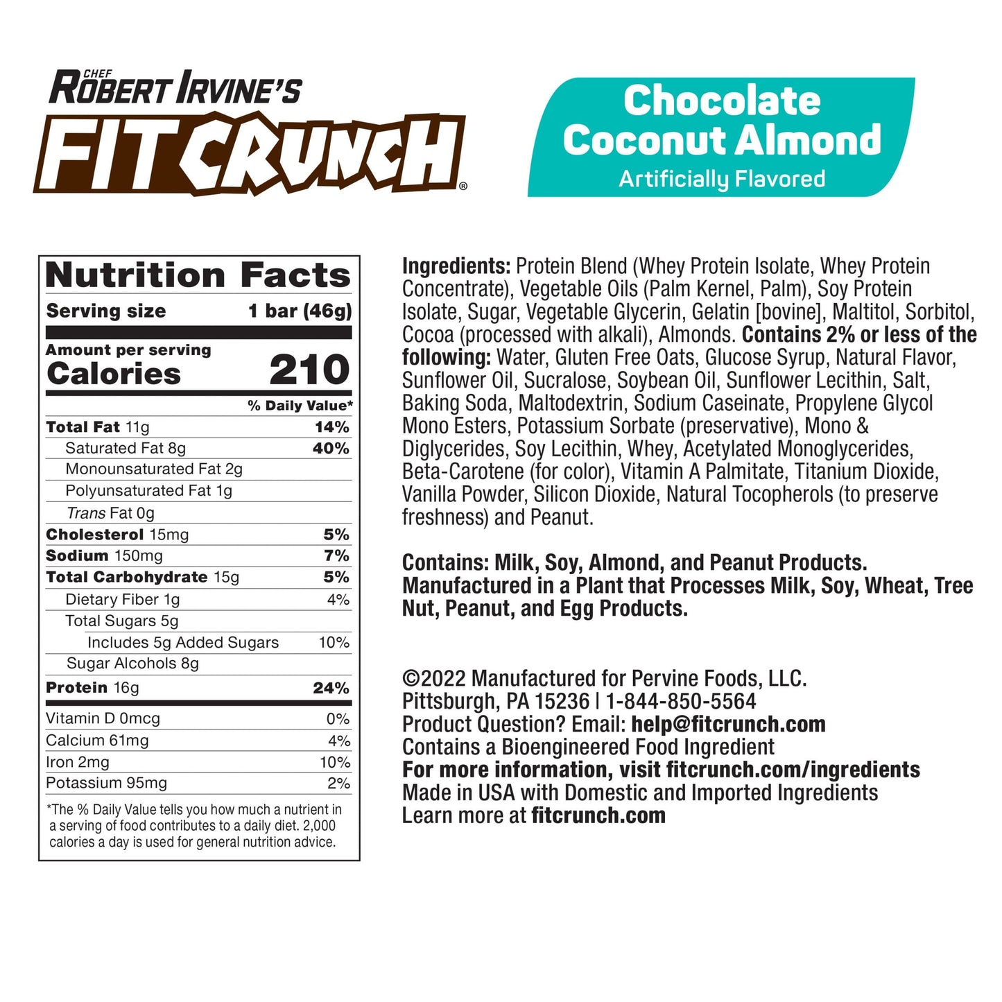 FITCRUNCH Snack Size Protein Bars, 6-Layer Baked Bar, 5g of Sugar & Soft Cake Core (18 Bars, Chocolate Coconut Almond)