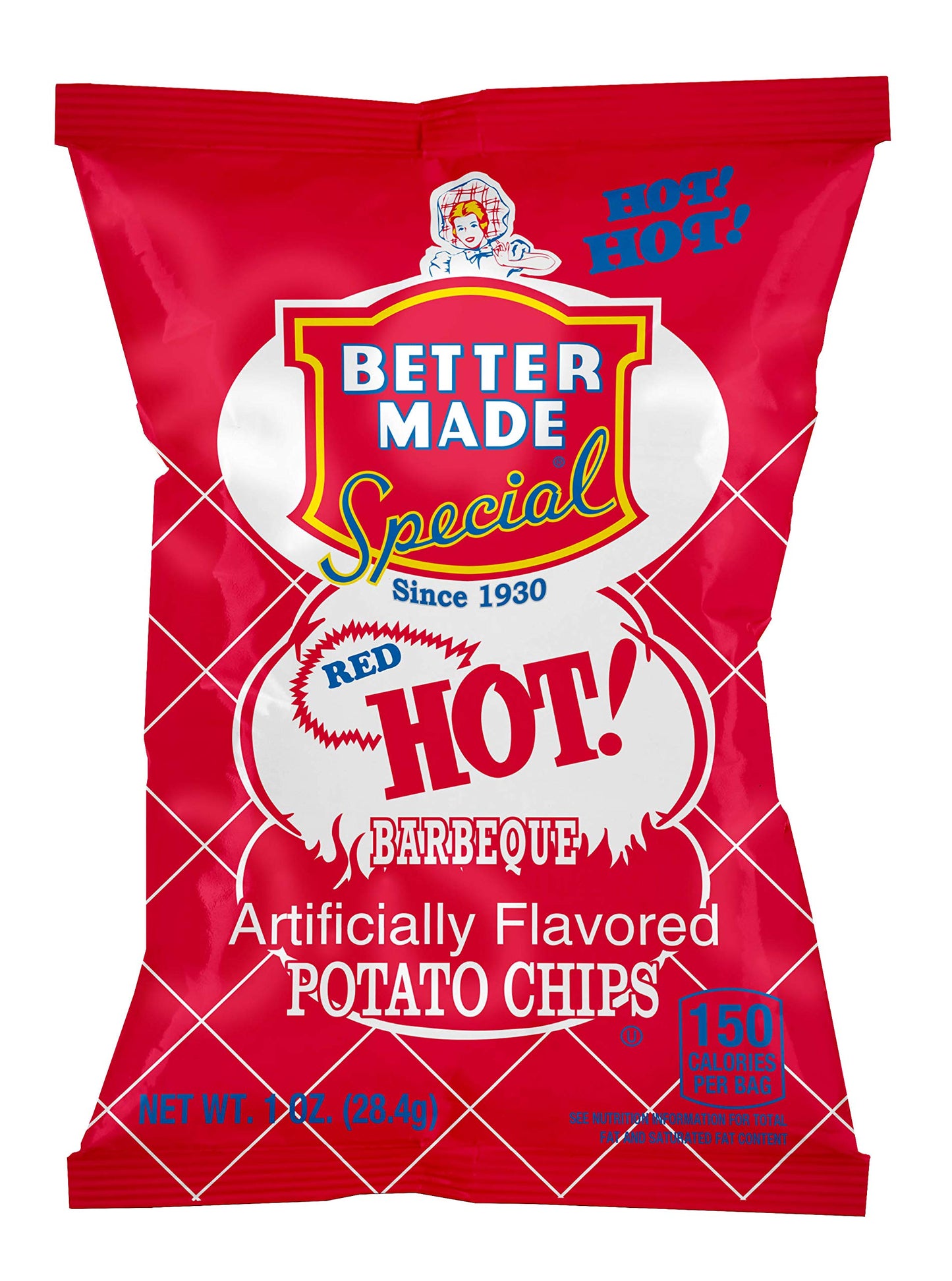 Better Made Special Potato Chips (Red Hot Bbq) - 50 Pack - 50 X 1 Oz. Bags - Crunchy, Individual Snacks Made From Fresh Potatoes