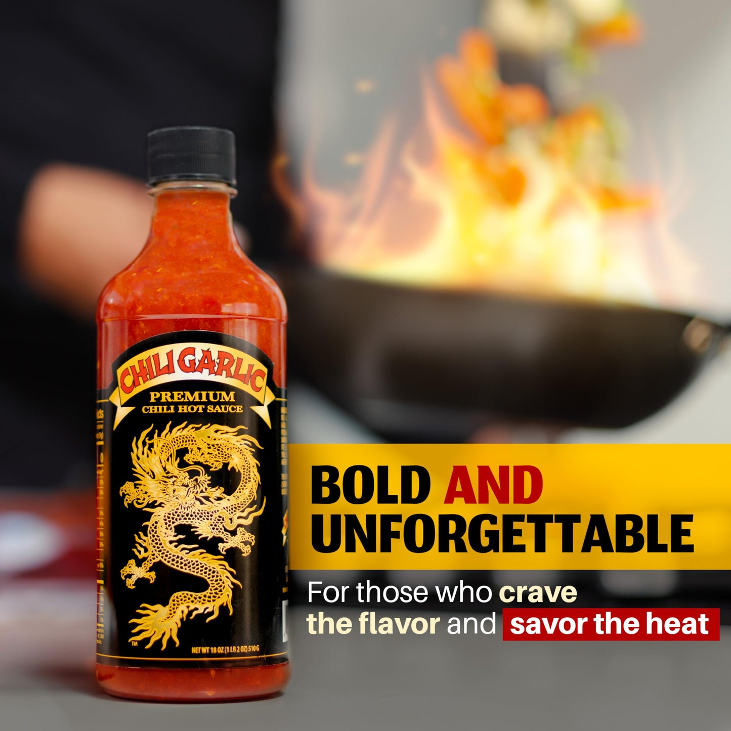 Underwood Ranches Dragon Chili Garlic Sauce - Hot Sauce, 18 oz, Made from Red Jalapeno Peppers, Perfect for Any Dish