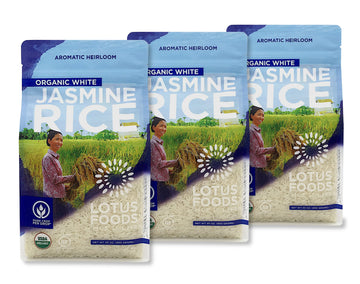 Lotus Foods Organic White Jasmine Rice - Jasmine Rice, Gluten Free White Rice, Organic Rice, Long Grain Asian Sticky Rice, Usda Organic, Vegan, Gluten Free - 30 Oz (Pack Of 3)