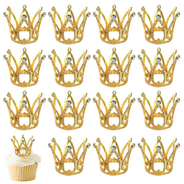 8 Pack Mini Princess Crown Cupcake Toppers Princess Little Crown Cupcake Picks Crown Zircon Children S Women Birthday Bridal Wedding Royal Themed Party Cupcake Decorations Supplies Gold