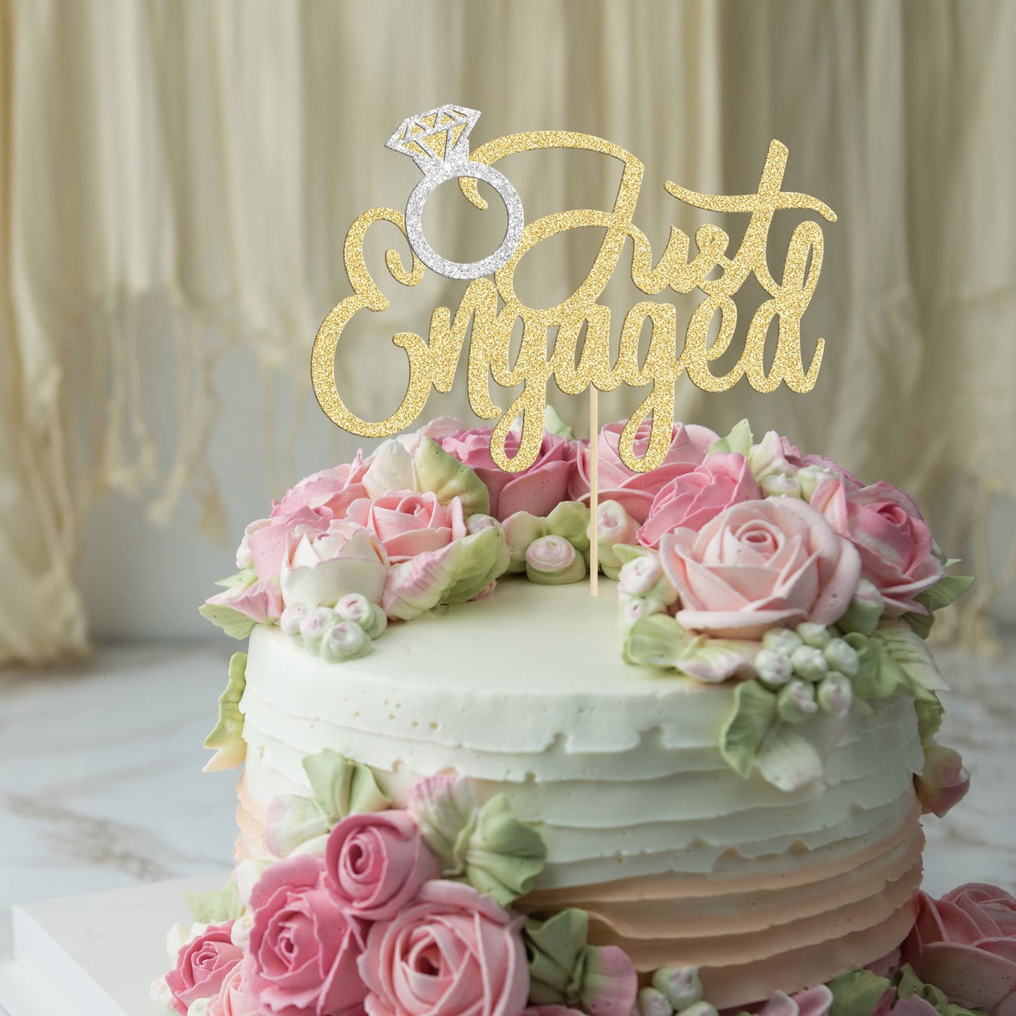 Gyufise 1 Pack Just Engaged Cake Topper Glitter We'Re Engaged Cake Pick Engagement Party Decorations Bridal Engagement Wedding C
