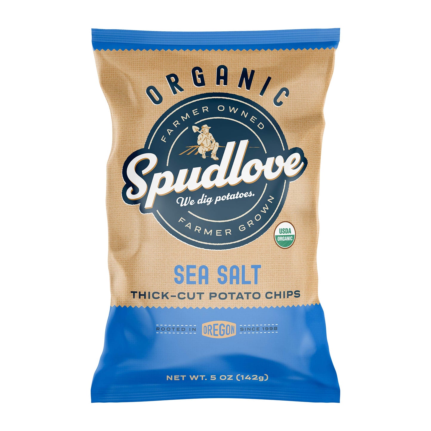 Spudlove Organic Potato Chips Kettle-Style Thick-Cut Sea Salt  5 Oz Bag