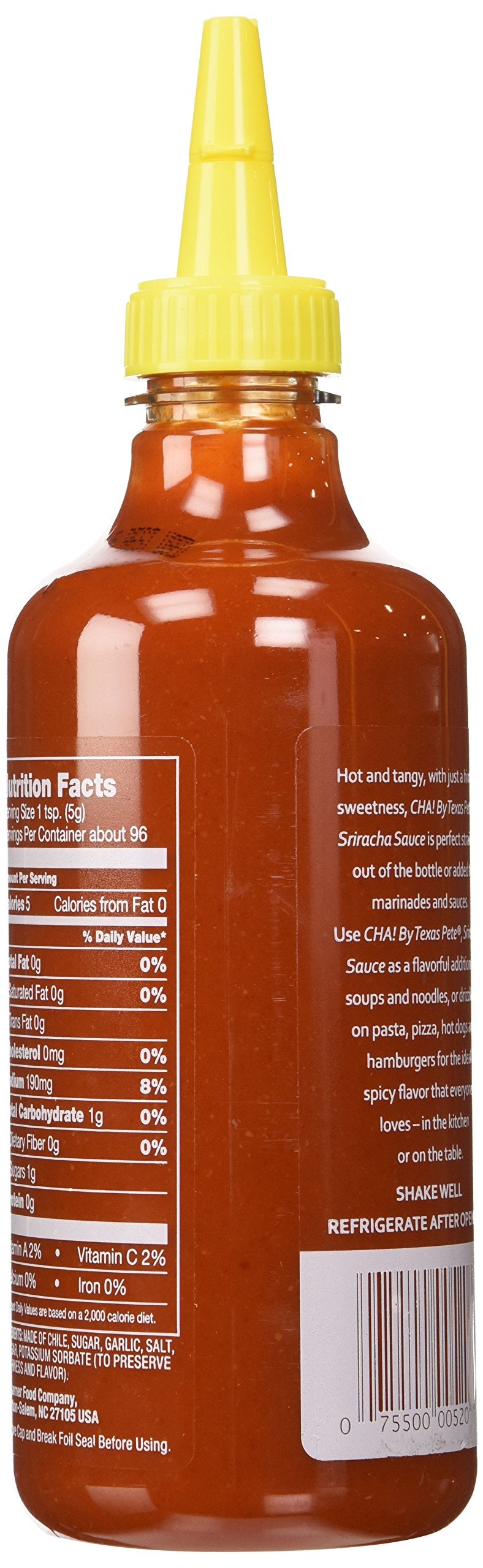 Texas Pete Sriracha Cha! Hot Chile Sauce, 18 Oz