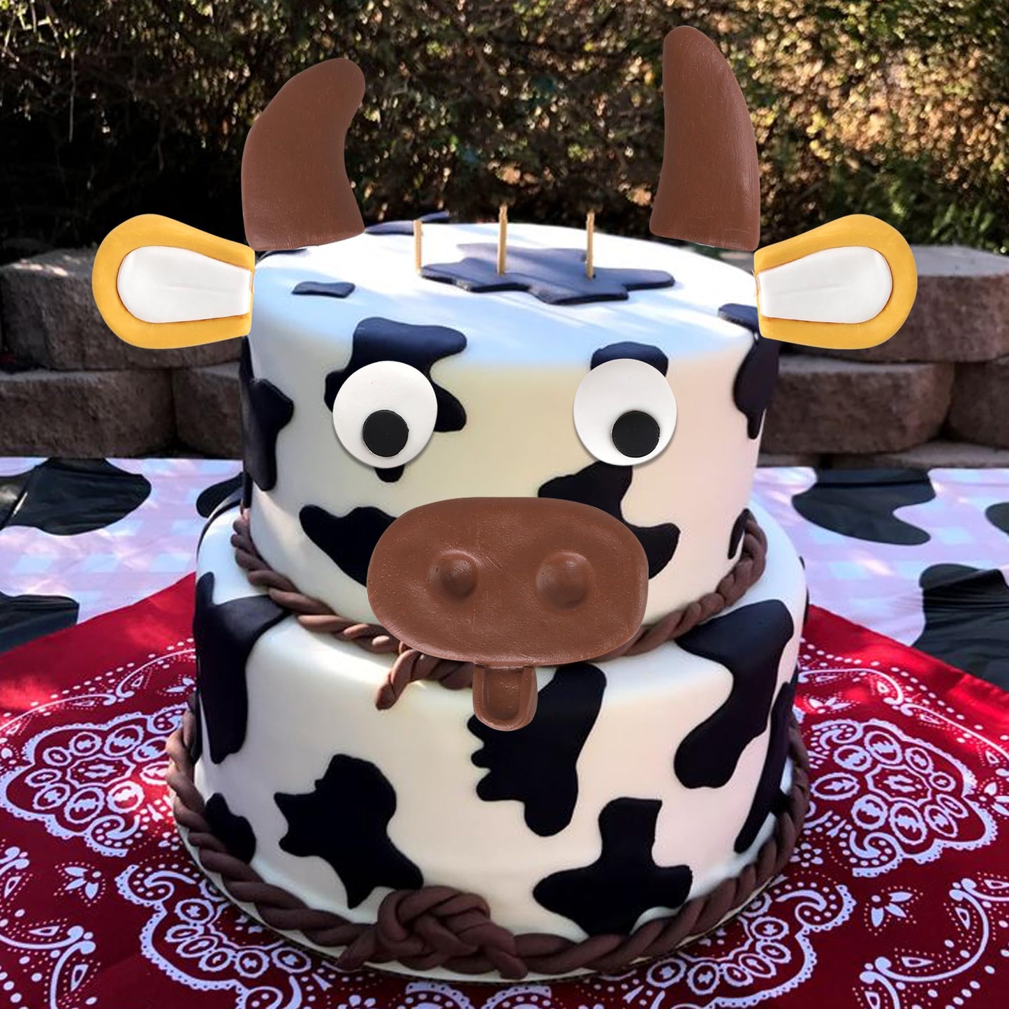 Rssta i Cute Cow Cake Topper Set - Clay Birthday Party Decorations for Kids - Design 13