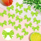 YCTHUNFISH 30 Pack Pink Bow Cupcake Toppers - Bowknot Paper Picks for Wedding, Bridal Shower, Birthday Party, Green