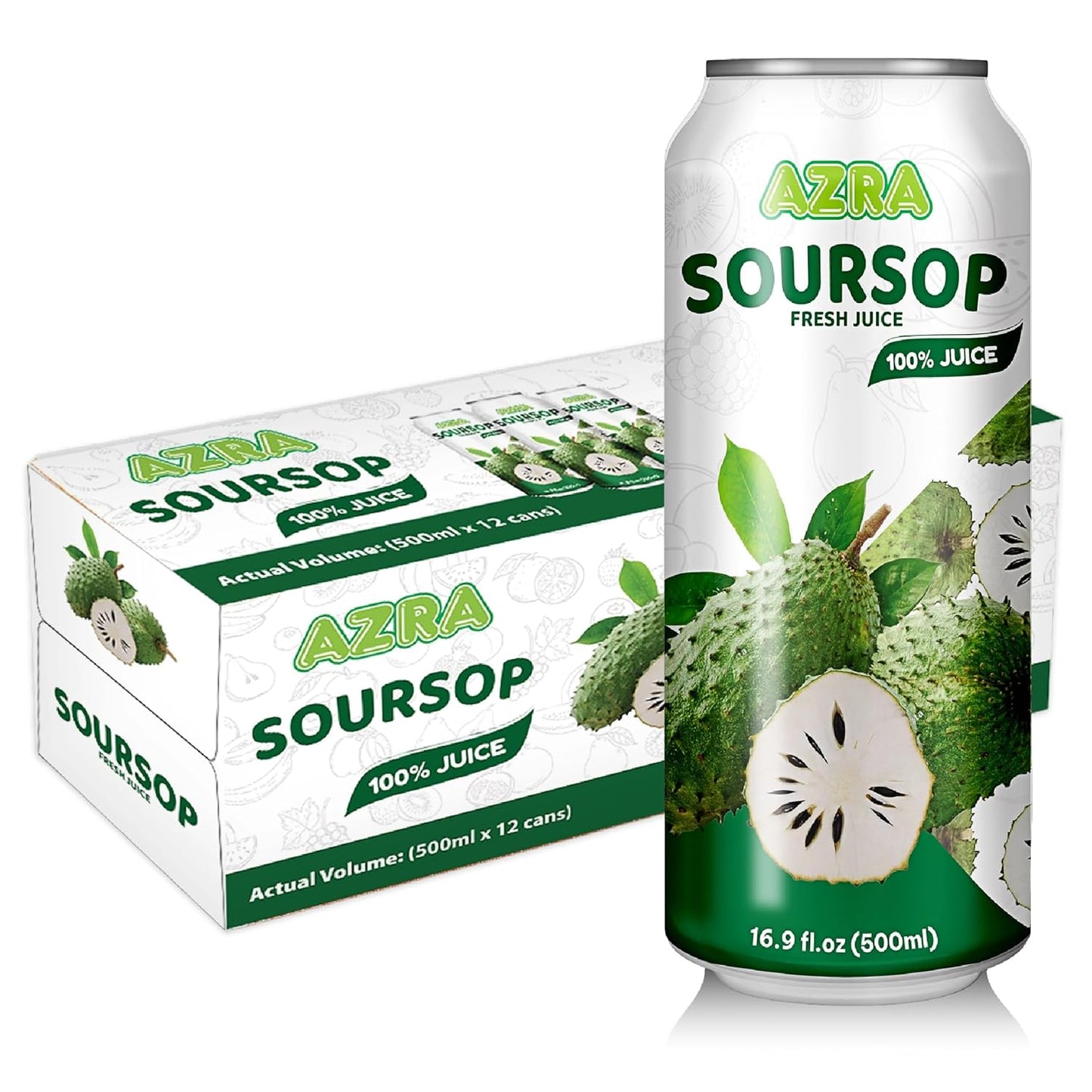 AZRA 100% Organic Juice – 500ml Cans, Zero Sugar Beverages Variety Pack for Healthy Kids & Adults
