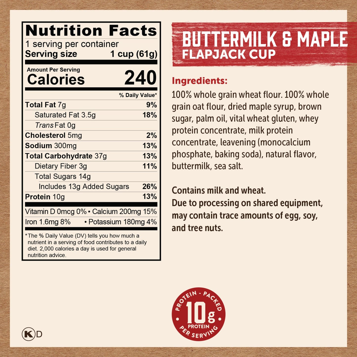 Kodiak Cakes Instant Pancake & Flapjack Cups, Buttermilk & Maple, High Protein, 100% Whole Grains, (Pack Of 12)