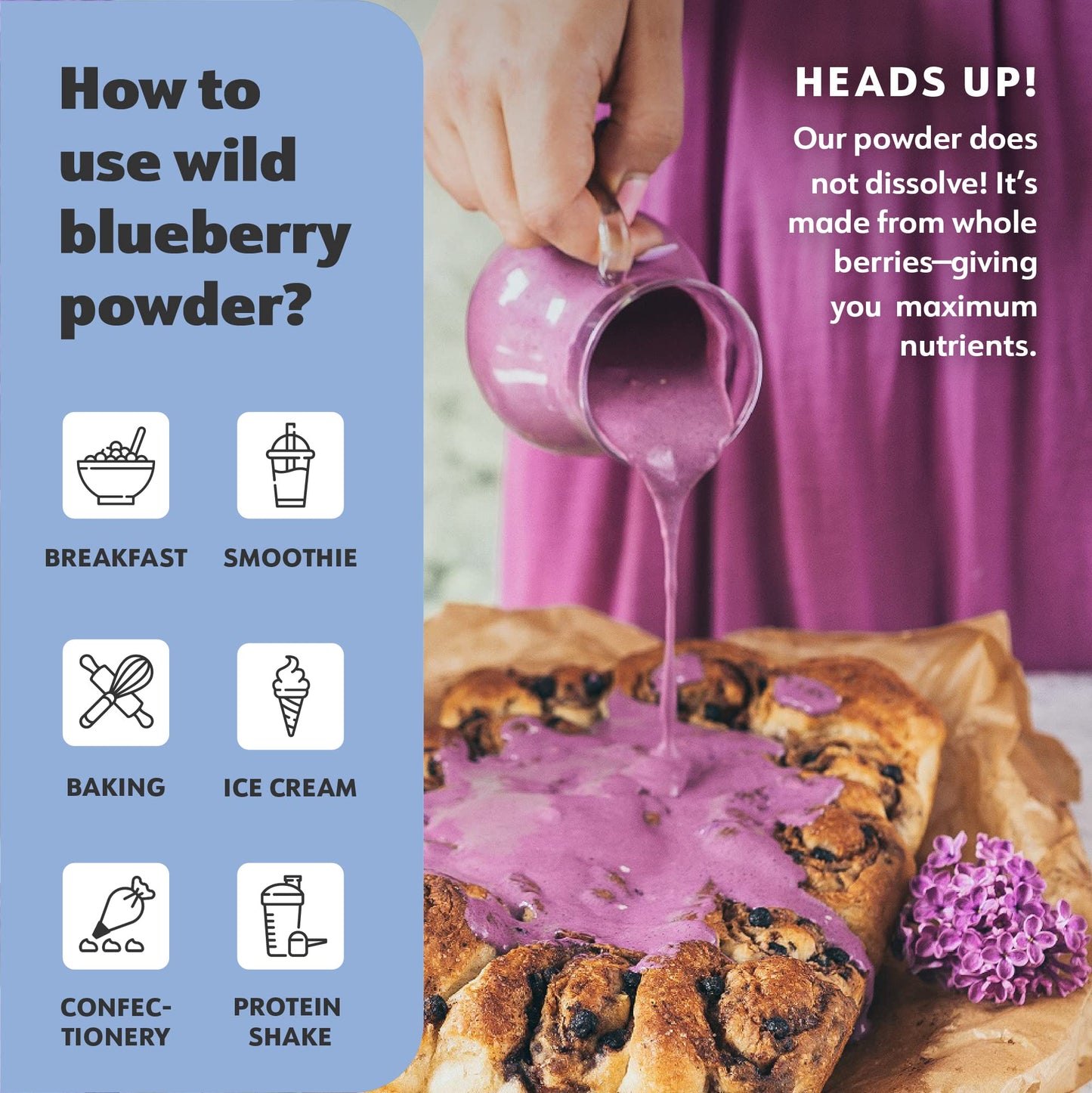 Loov Organic Wild Blueberry Powder - 41-Day Supply, 8.8 Oz, Good For Smoothie & Breakfast, Freeze-Dried, From Northern Europe, N