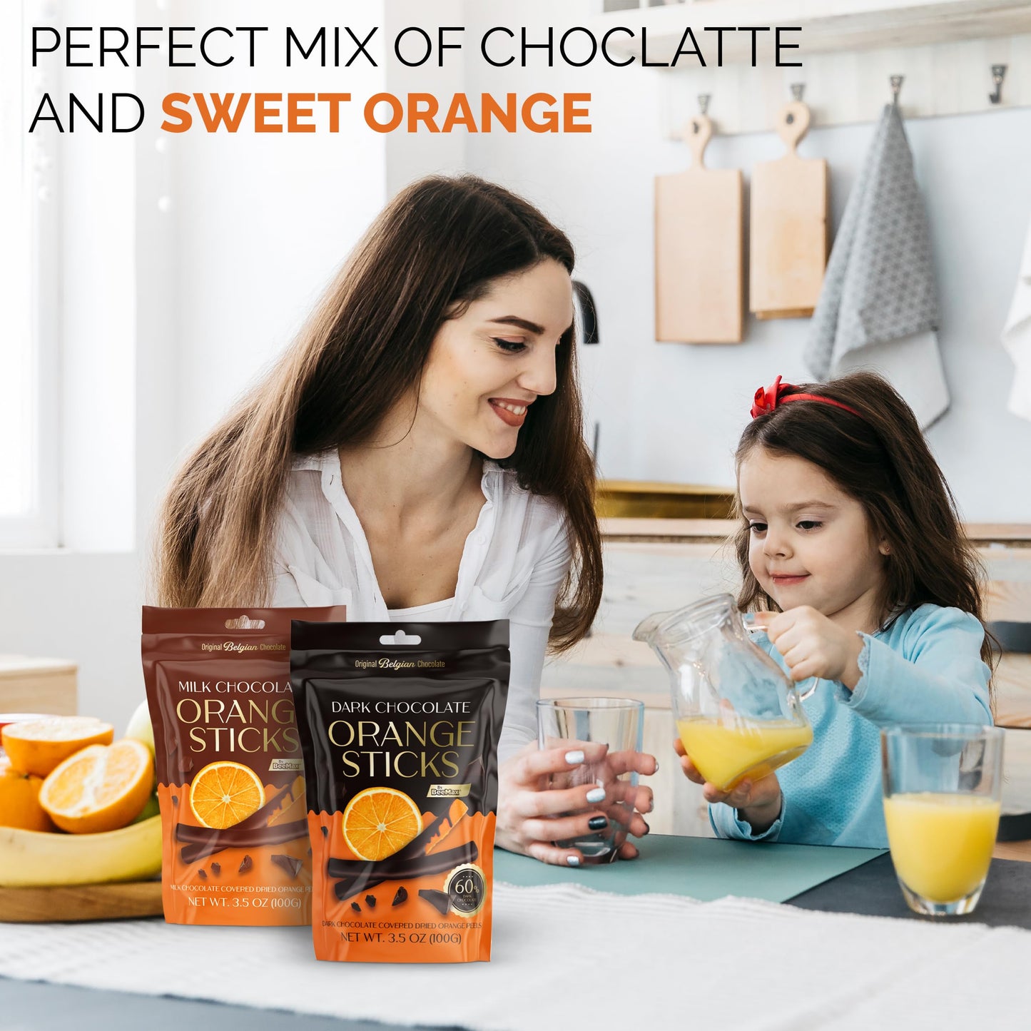 BEEMAX Belgian Chocolate Covered Fruit Sticks - Dark Chocolate, 3.5 oz Resealable Pouch, Non-GMO, Gourmet Dried Fruit Treat