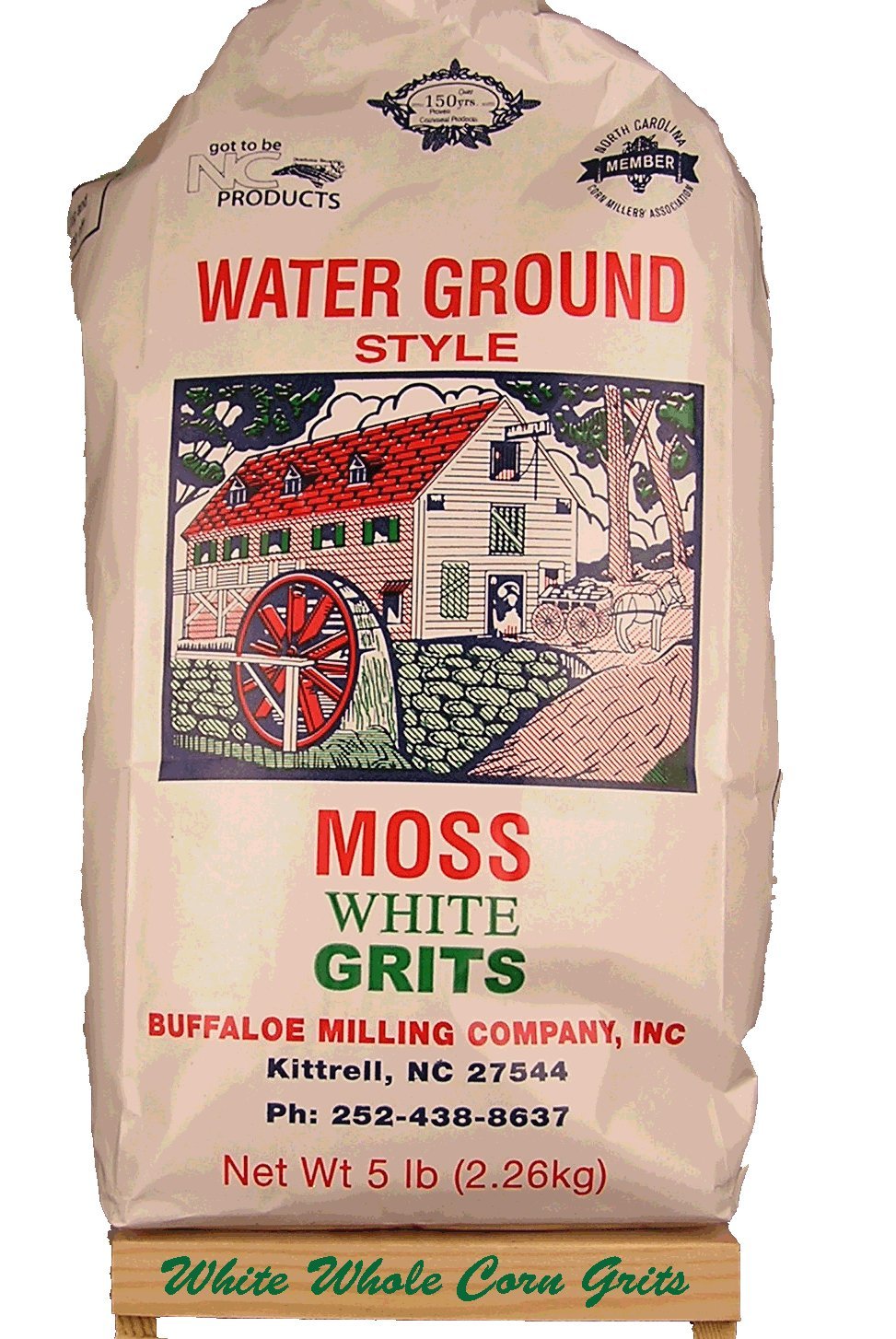 Julias Pantry Moss Water Ground White Corn Grits, 5 lbs (80 oz)