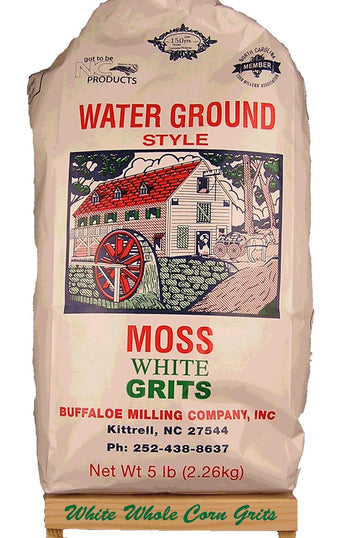 Julias Pantry Moss Water Ground White Corn Grits, 5 lbs (80 oz)