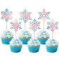 24 PCS Snowflake Cupcake Toppers Glitter Frozen Snowflake Cupcake Picks Winter Wonderland Cake Decorations for Baby Shower Kids 