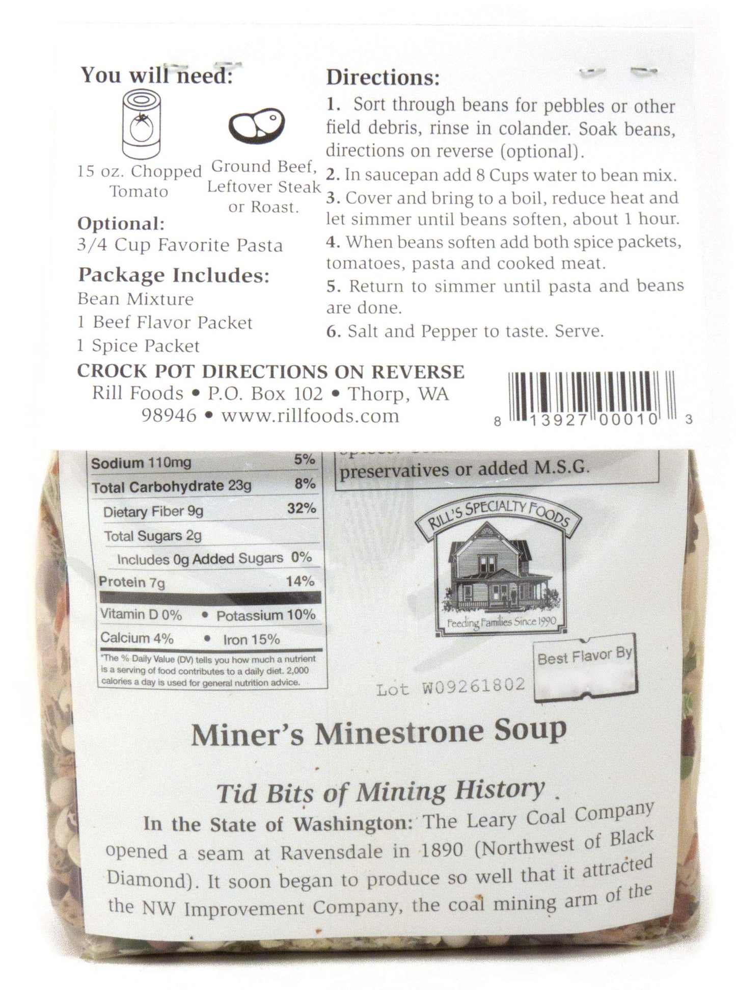 Rill Foods Miners Minestrone Soup Mix 11 Oz
