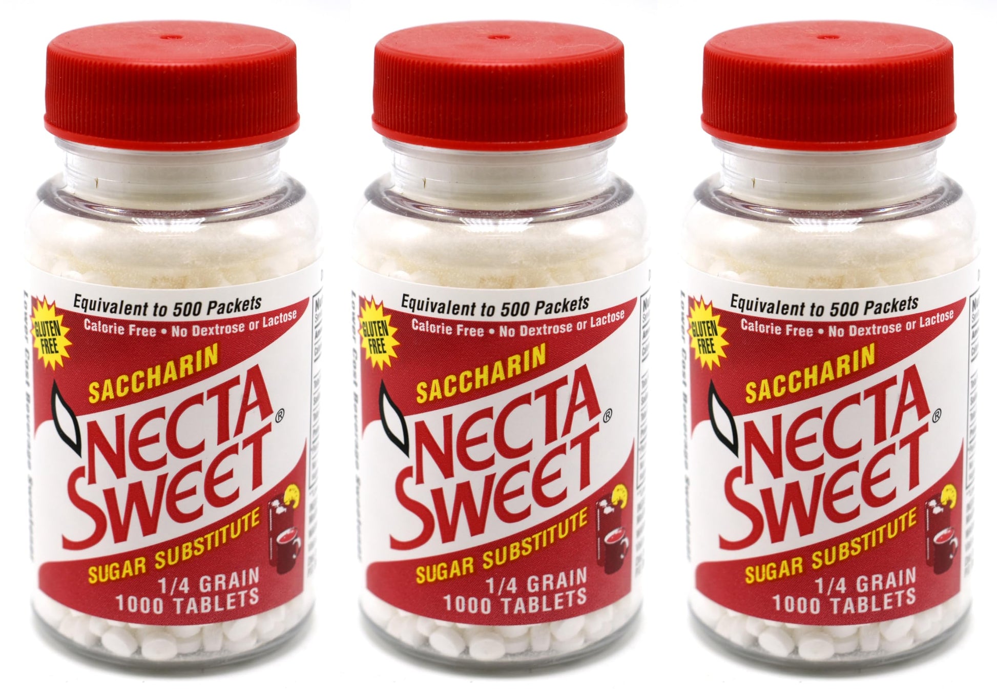 Necta Sweet Saccharin Tablets, 1/4 Grain, 1000 Tablets, Pack of 3, Model HU-XI-144