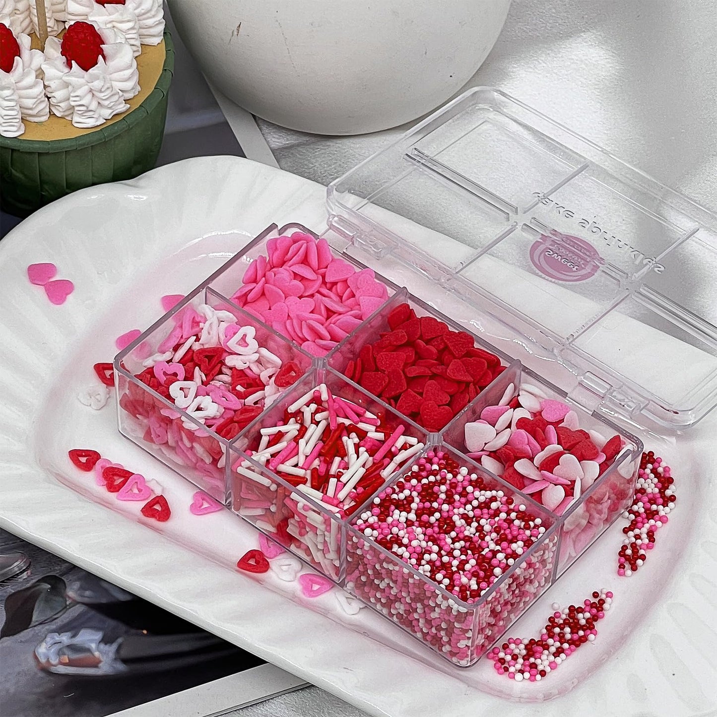 Valentines Sprinkles, 6 Mix Red Pink Heart Sprinkles, 6.53Oz Sprinkles For Cake Decorating, Heart Sprinkles Edible For Baking, I