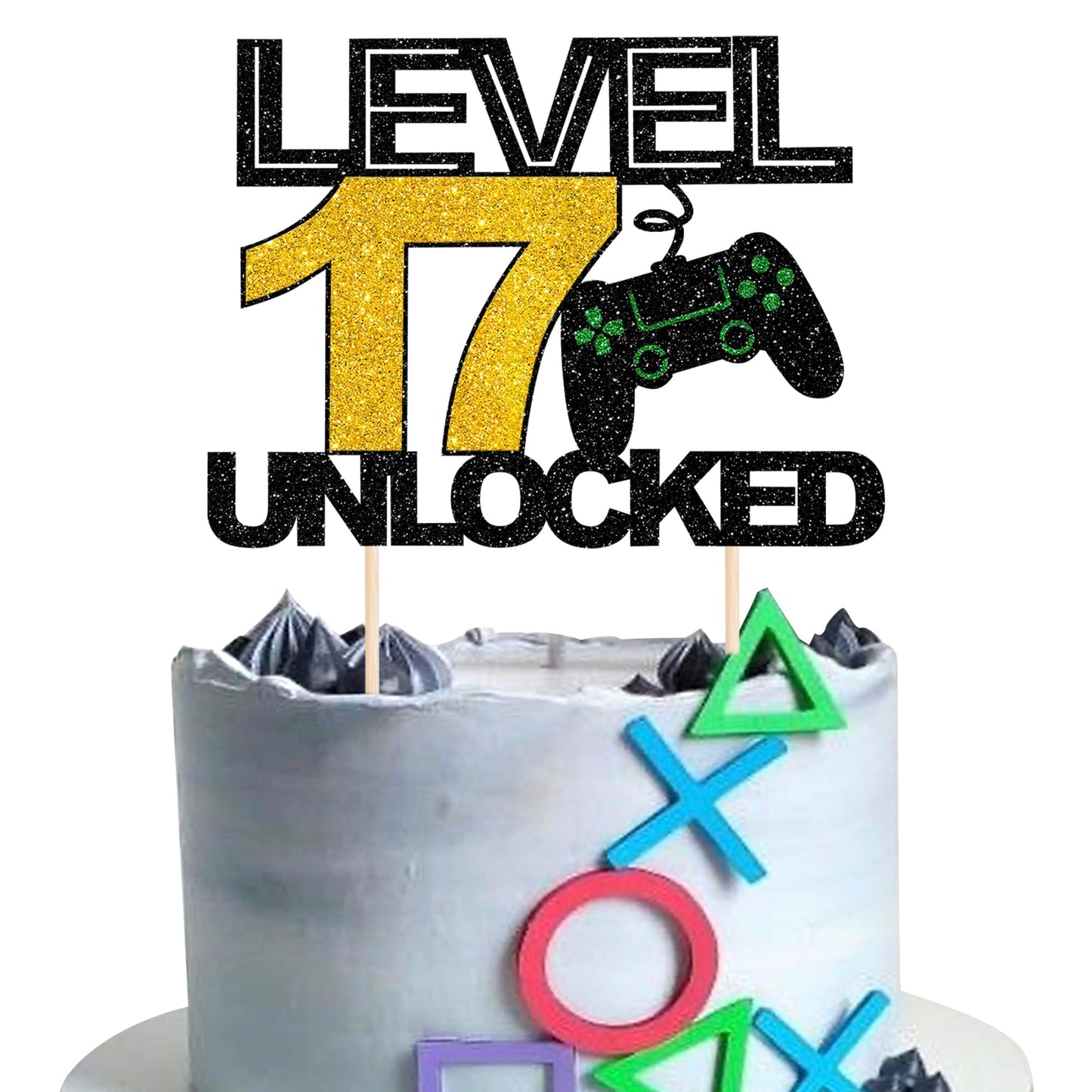 1 Pack 17Th Birthday Video Game Cupcake Toppers Gaming Level Unlocked Game On Controllers Cupcake Picks Game Theme Baby Shower Kids Boys Girls 17Th Birthday Anniversary Party Cupcake Decorations