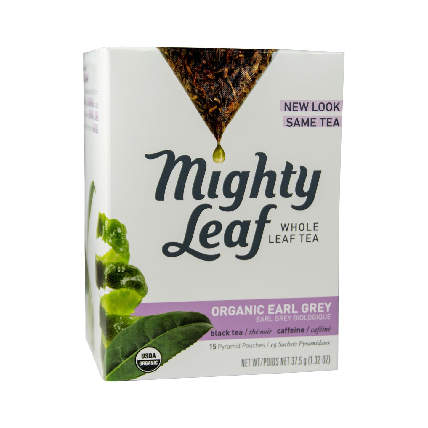 Mighty Leaf Organic Earl Grey Tea Bags, 15 Count, Pyramid-Style Sachets, Caffeinated Black Tea with Bergamot